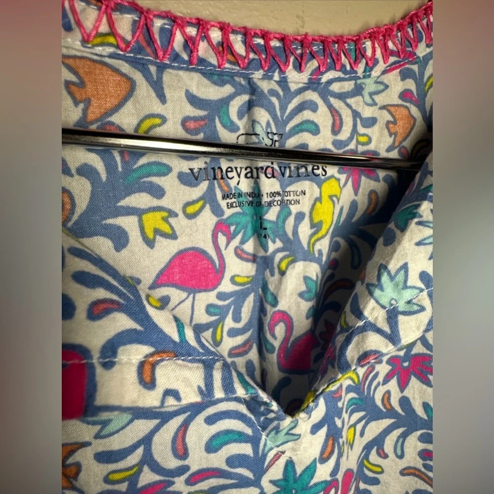Vineyard Vines Girls Floral Swim Coverup Romper in White, Blue & Pink